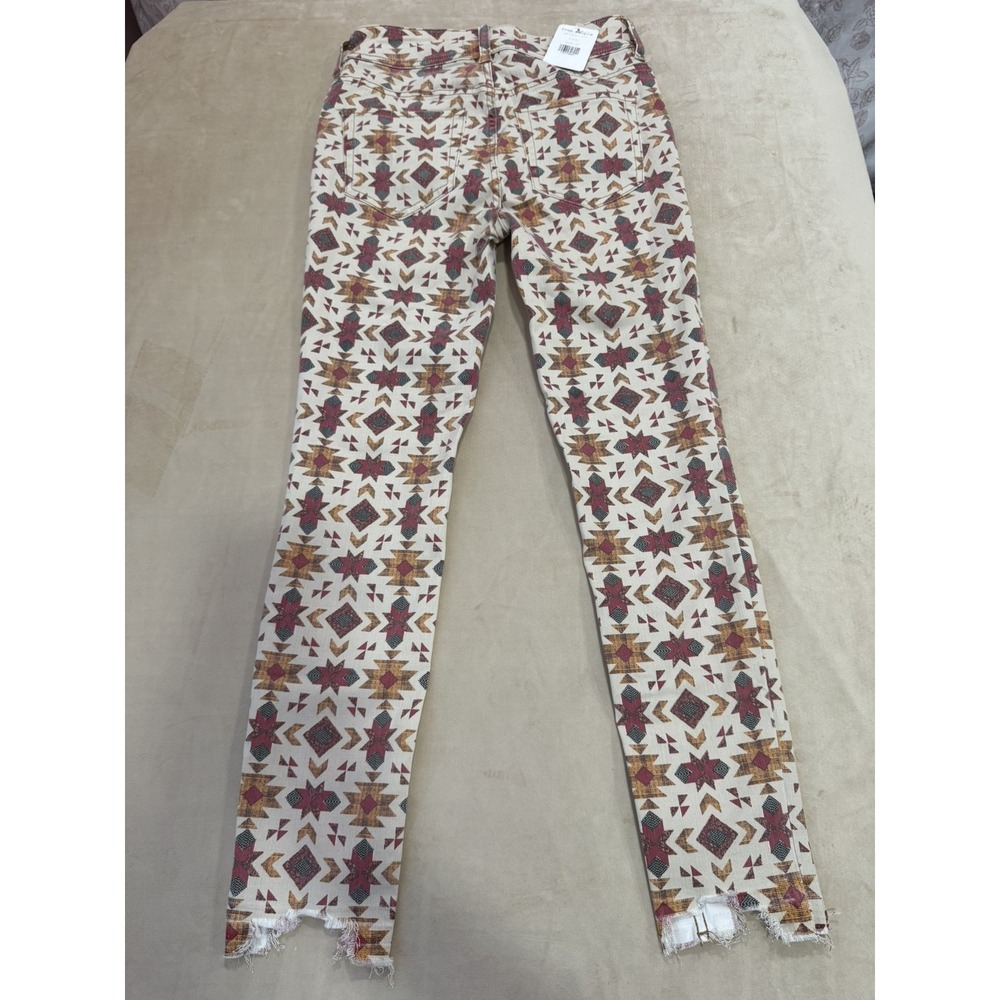 Free People We The Wild Child Printed Skinny Jeans Ivory Size 28 #OB1100417 NWT - Picture 3 of 16